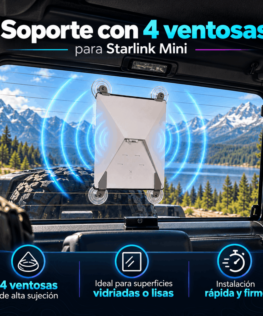 Soporte de 4 ventosas para Starlink Mini – Kit de montaje para auto, motorhome y embarcación
