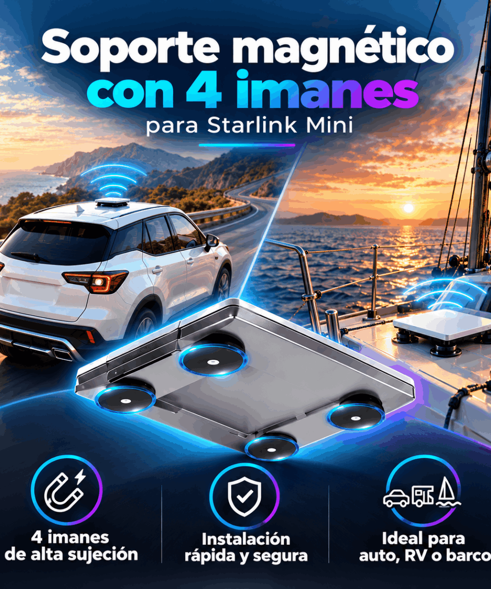 Soporte Magnético Premium con Cubierta Protectora para Starlink Mini Montaje Exterior para Techo de Auto, Motorhome o Embarcación