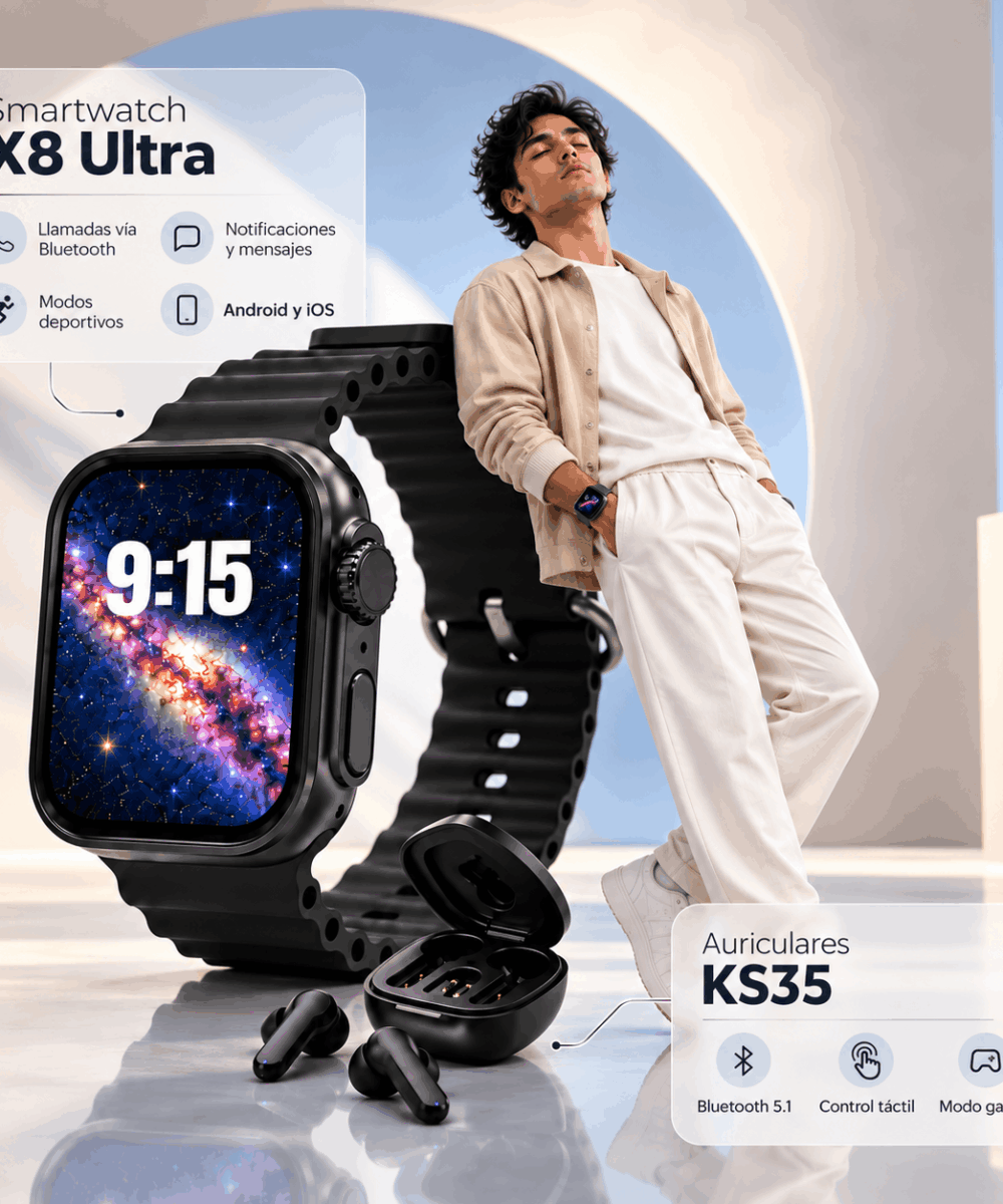 Smartwatch X8 Ultra + Auriculares Gaming Bluetooth KS35 - Imagen 3