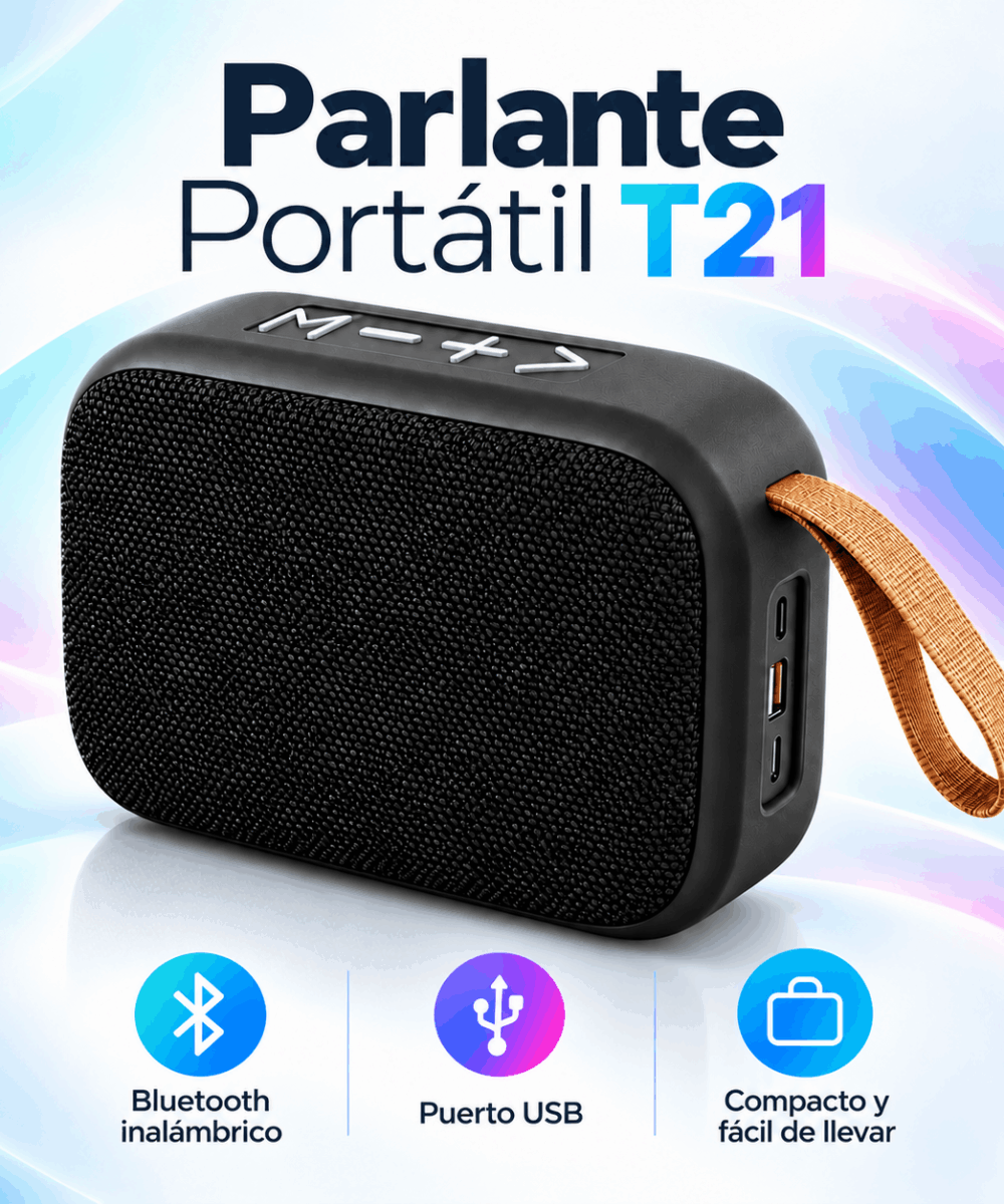 Parlante T21 Bluetooth Portatil - Compacto - Liviano